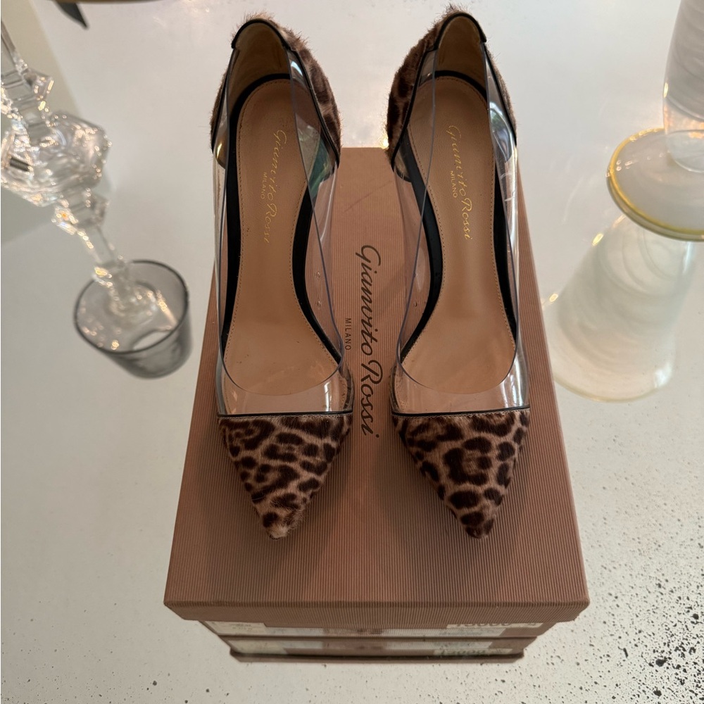 Gianvito Rossi PVC Animal Brown Print Pumps Soze 36.5